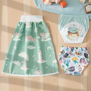 Baby Diaper Skirt Set (diaper Cover + Potty Training Pants), Soft Cute Print Waterproof Baby Diapers, All-Season Washable Unisex