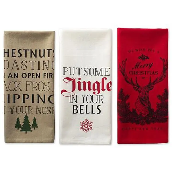 Design Imports Holiday Stag Christmas Print Kitchen Towel Set of 3 Design Imports Holiday Stag Christmas Print Kitchen Towel Set of 3