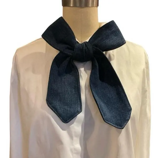 Denim Bowtie Choker Necklace