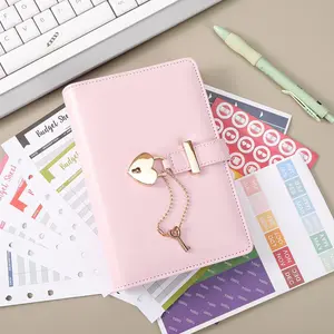 Budget Binder With Lock Planner Organizer With Key Envelope System Pu Leather With Zipper Pockets And Planer Paper For Money Saving
