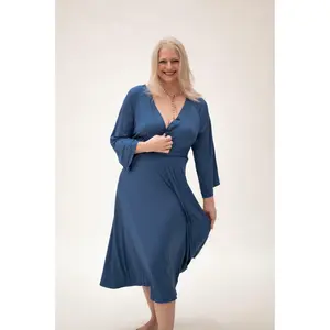 Amelia Labor & Postpartum Gown in Midnight Blue