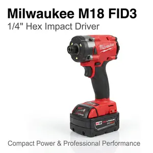Milwaukee M18 FID3 11.4cm 1/4" Hex Driver chrome sockets and impacts lithium cordless