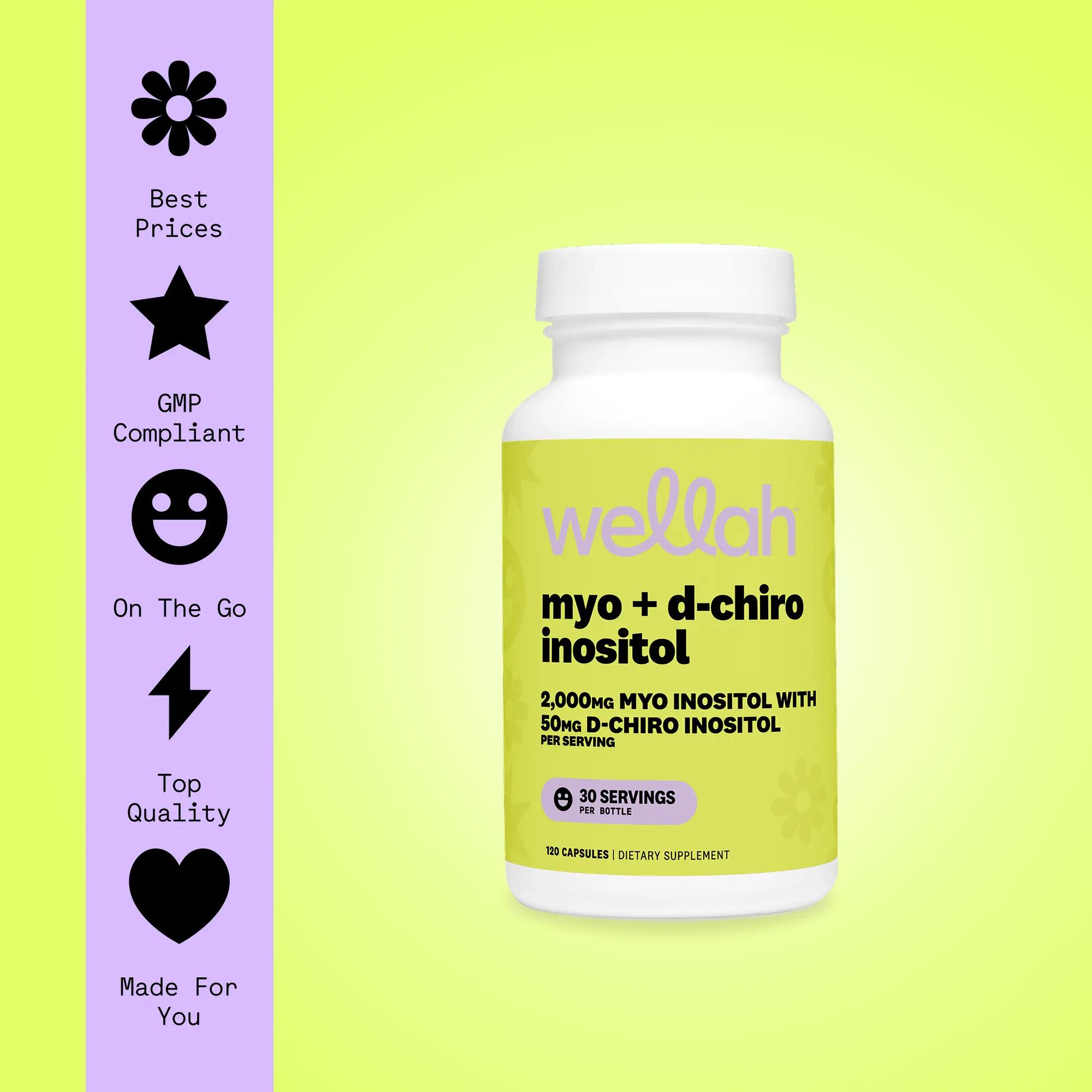 Wellah Myo + D-Chiro Inositol | 30 Servings All Natural Supplement Healthy Fitness Dietary