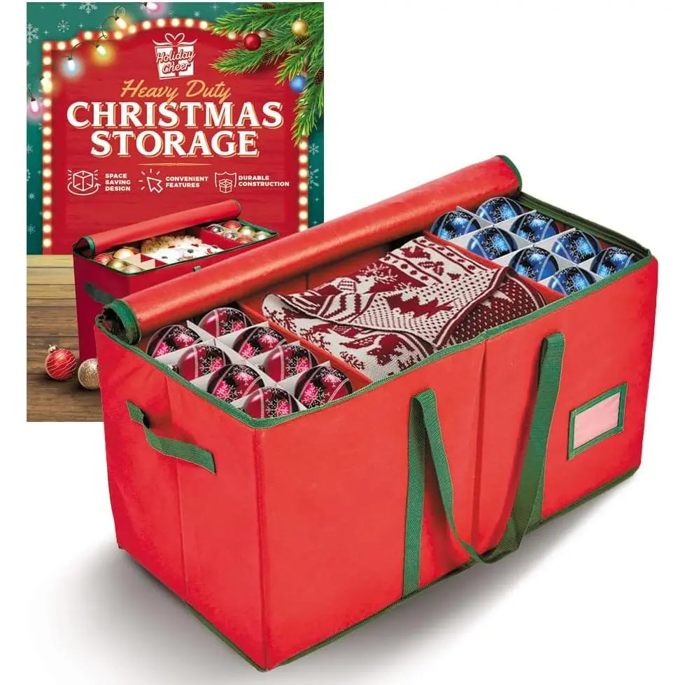 Christmas Ornament Storage Container - Fits 128  Decorations in -Proof Fabric Box