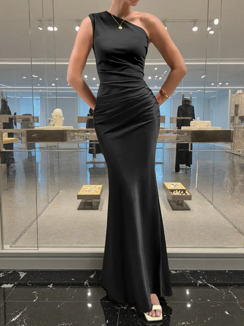Satin long black dress - TikTok Shop