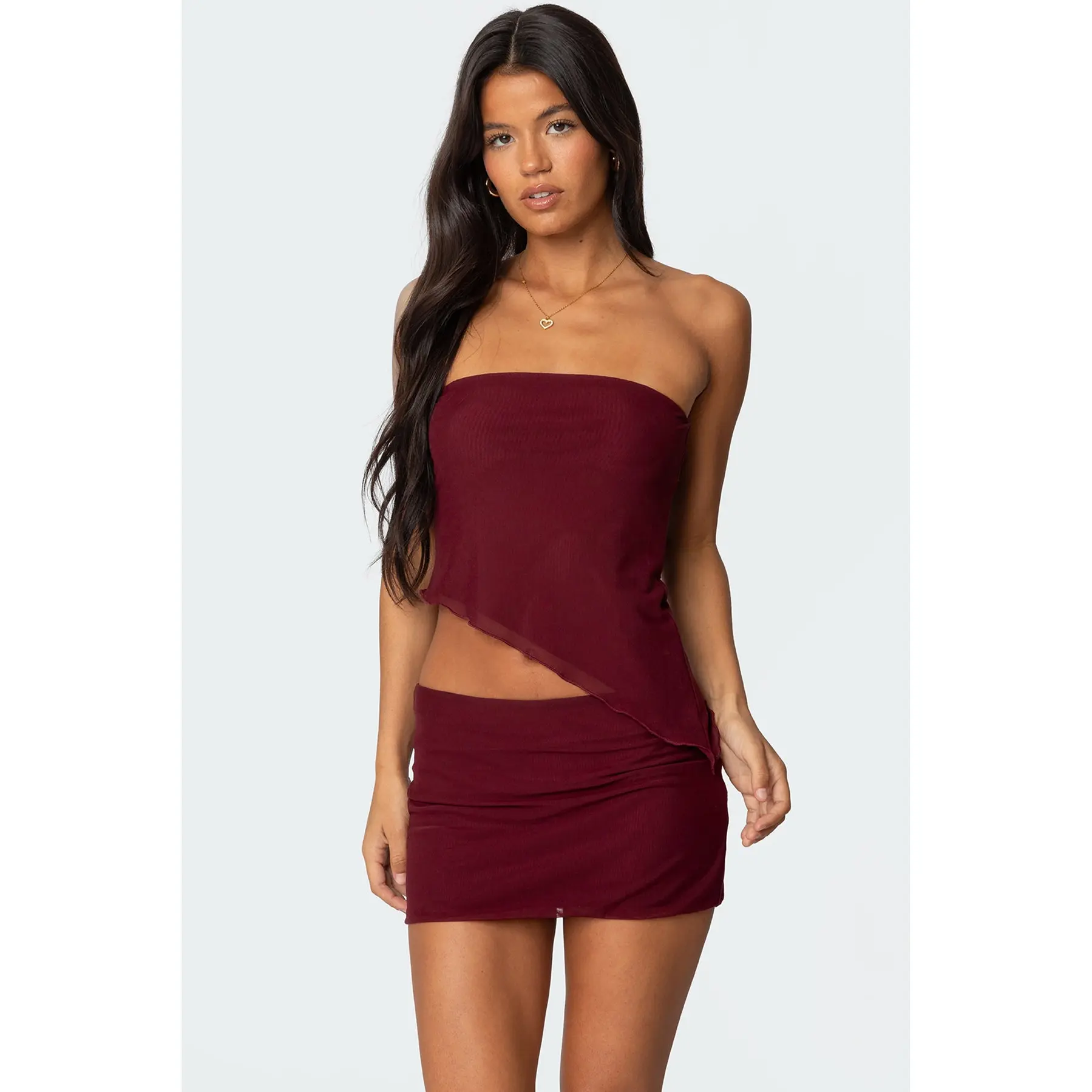 Vivi Mesh Asymmetric Tube Top