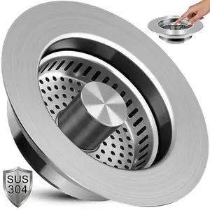 "3-in-1 Kitchen Sink DrainStrainer, Stainless Steel Sink Plug, DeodorizingAnti-Clog Basket Strainer for US Standard 3-1/2inch Drains "