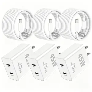 For iPhone 17 Pro Max Charger Fast Charging,3-Pack 45W Dual Port USB C Fast Charger Block with Extra Long 10FT 60W USB C to C Cable for iPhone 17/17 Pro/Air/16E/15