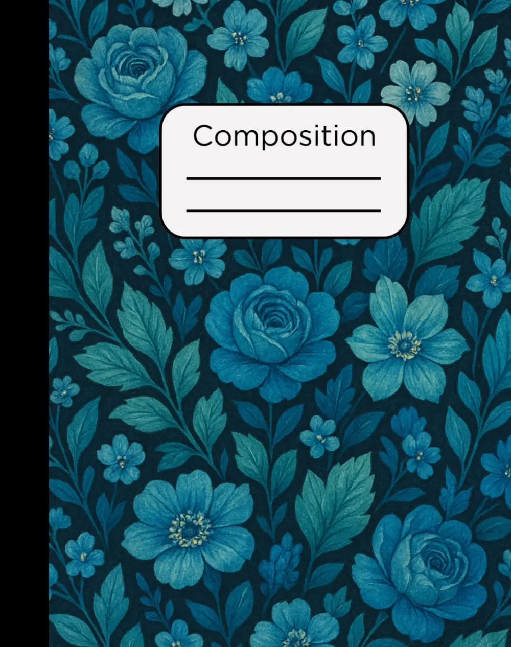 Composition Notebook: Blue Flowers Floral Design with 120 Pages, College Ruled, 7.5 x 9.5