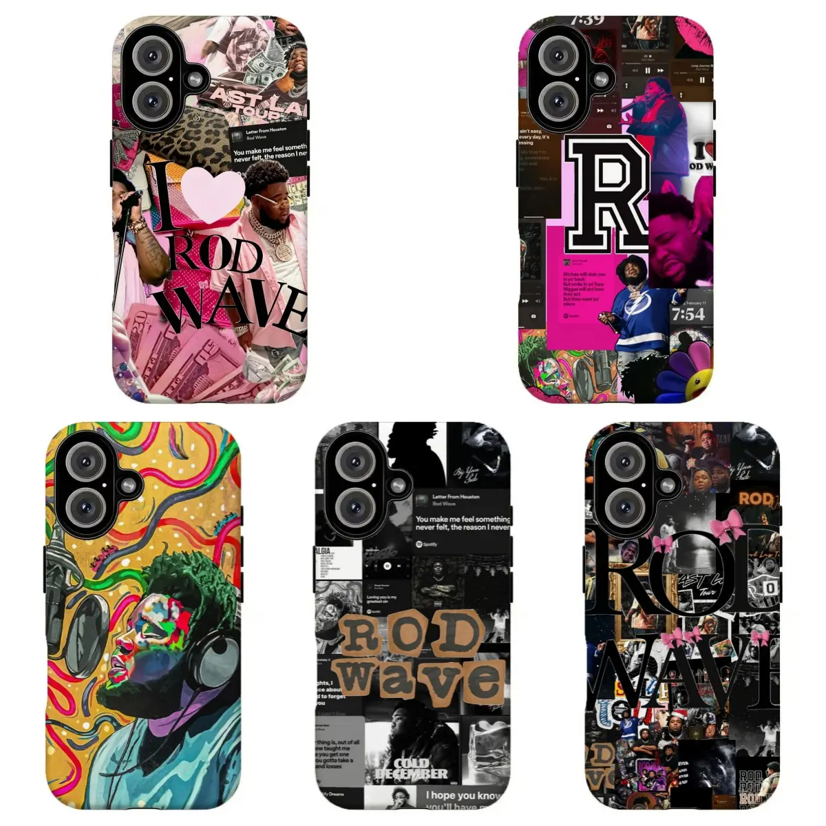 Custom Durable Dual-Layer Rod Wave Collage Aesthetic Phone Case - Rapper Fan Art Casing with Protection, Compatible with iPhone 11-17, Air, Pro Max & Samsung S21-S26, Gift for Fans