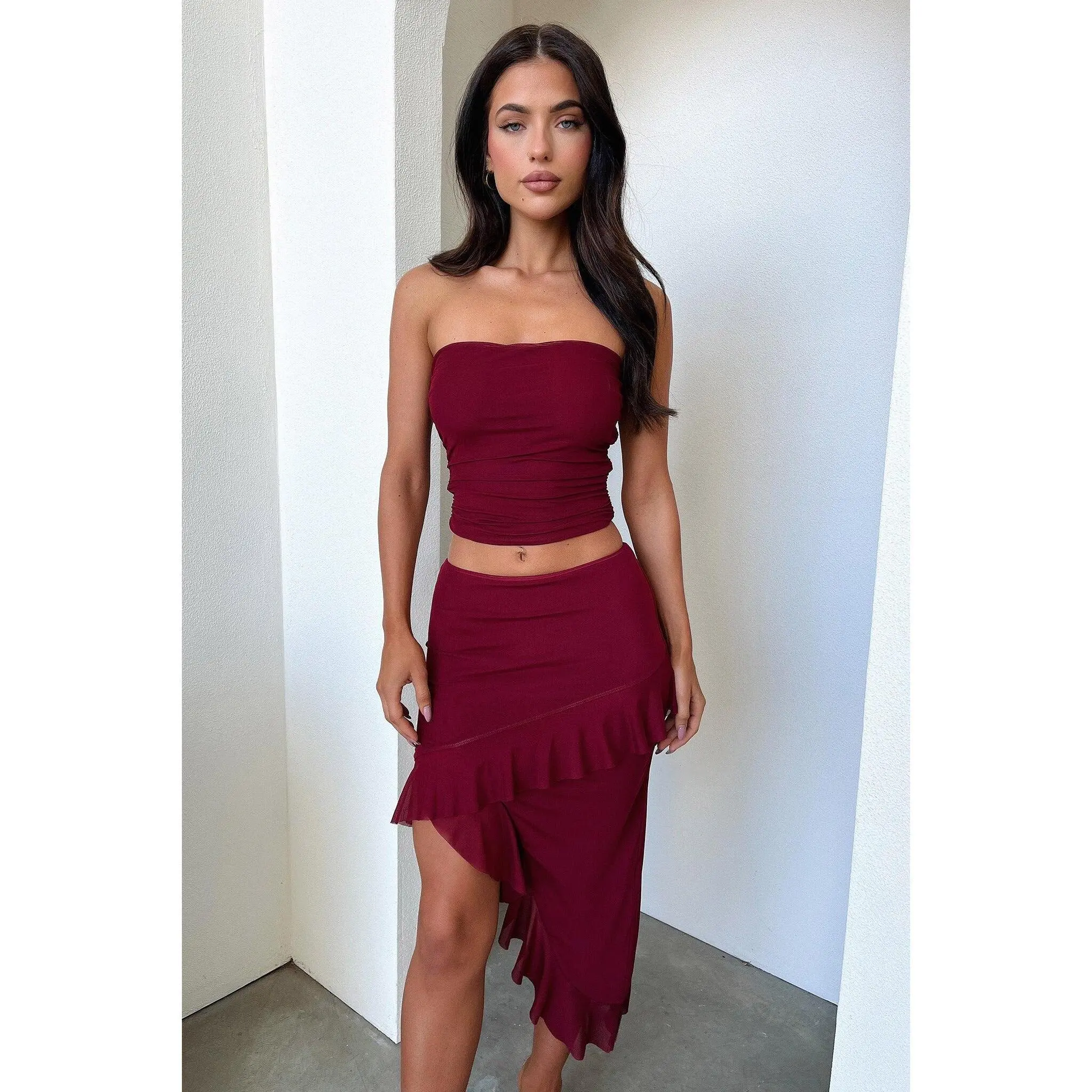 Cardona Skirt - Deep Red
