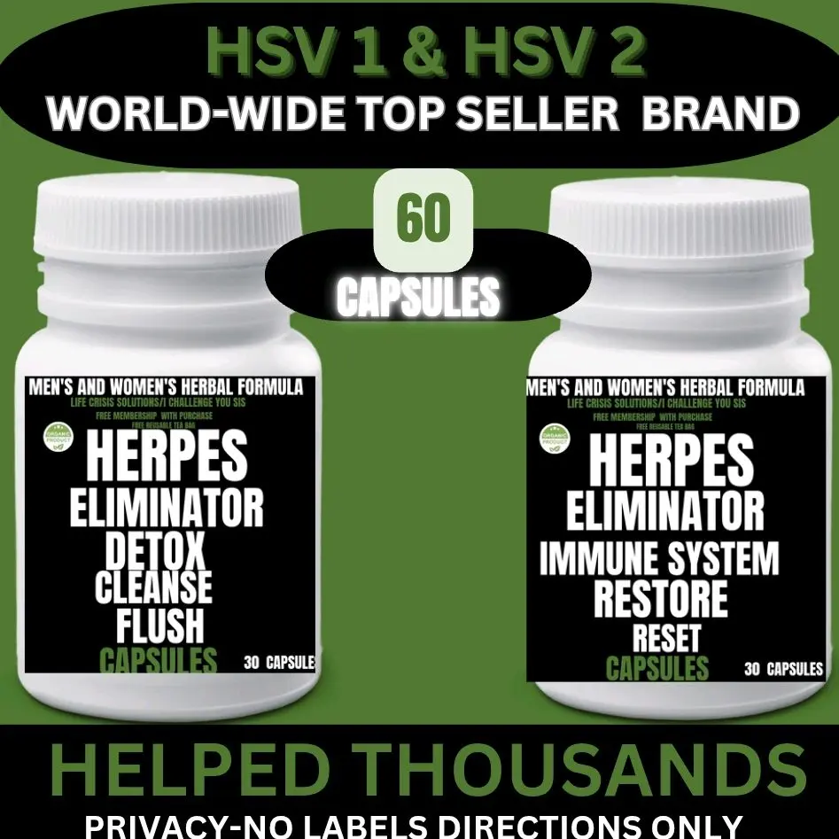 HELP REDUCE CONTAGIOUSNESS HSV TARGETED ADVANCED HERBAL FORMULA BORDERLINE- HIGH IgG- SPEEDY HEALING ADVANCED FORMULA 60 CAPSULES HERPES SPECIALIST MASTER HERBALIST  INTRACELLULAR LEVEL CLEANSING WILDCRAFTED ORGANIC NATURAL  TEA CAPSULES KIT