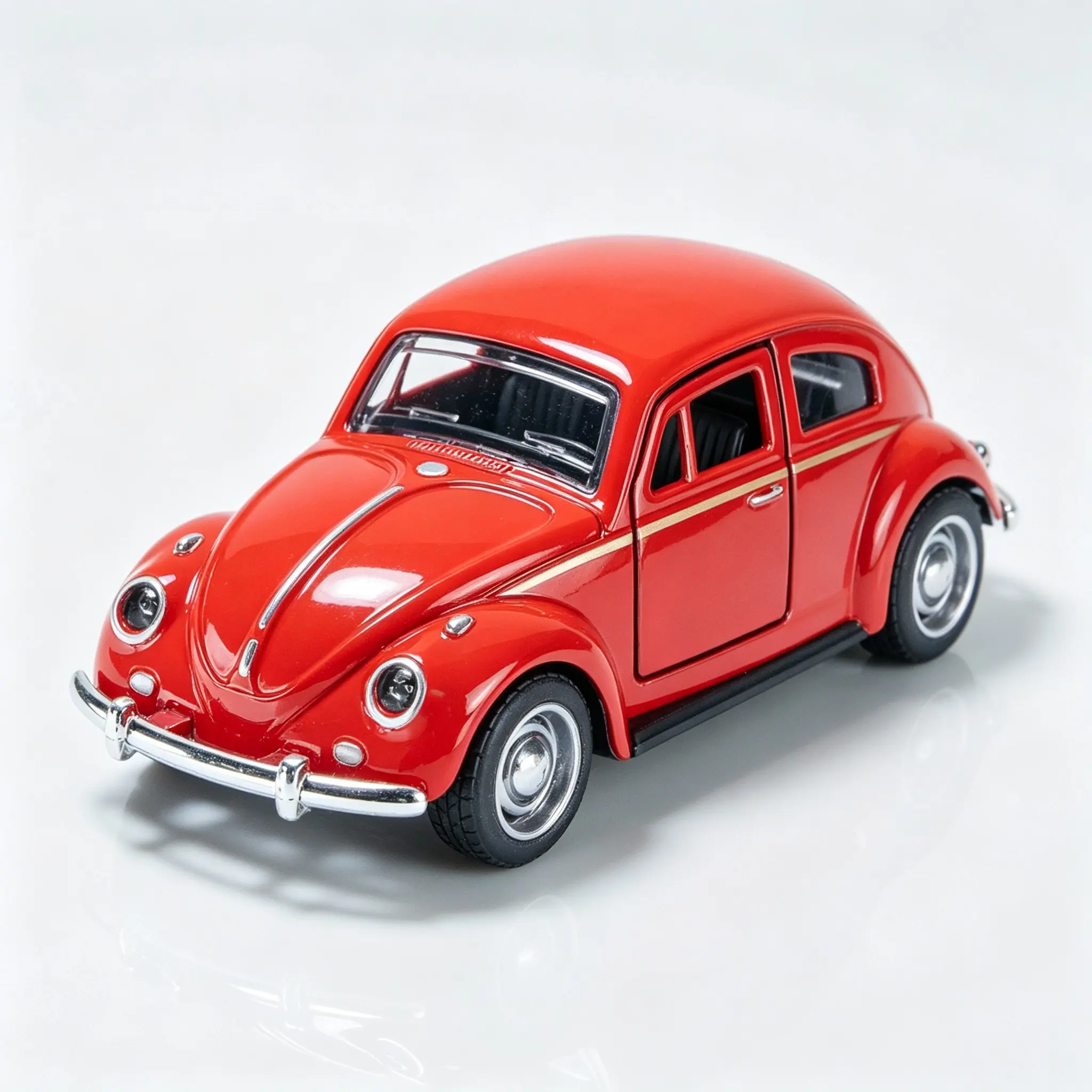 Vintage Beetle Diecast Car Model, 1:43 Scale Alloy Spring Toy, Openable Doors, Classic Retro Vehicle, Collectible Gift for Kids & Adults