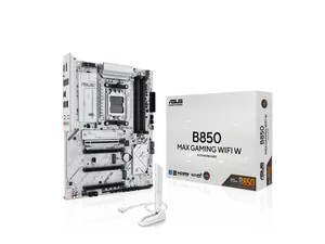 ASUS B850 MAX GAMING WIFI W - AMD AM5 ATX Motherboard, White PCB, DDR5, PCIe 5.0 Ready, 3x M.2, Wi-Fi 6E, 2.5Gb LAN, USB 10Gbps Type-C, DisplayPort, HDMI, BIOS FlashBack, Aura Sync, ASUS AI Advisor