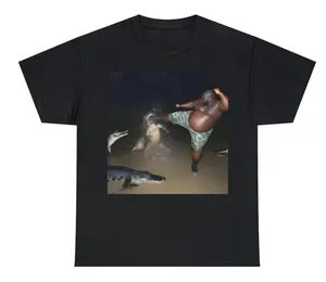 Man Kick Alligator In Swamp Shirt Tee, Gator, Crocodile, funny, viral, meme