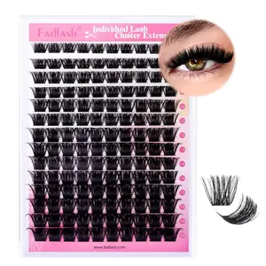 FADLASH Fluffy Lash Clusters 200D Eyelash Clusters 8-16mm Individual Clusters Eyelash Extensions Volume Lash Extensions DIY at Home (200D, 8-16mm)