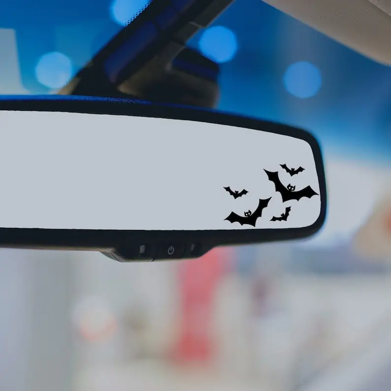 Bat Decal, Rearview Mirror Bat Decal, Halloween Car Decal, Spooky Decal, Flying Bats, Laptop Decal, Goth Decal Car Accessories, Vinyl Decal