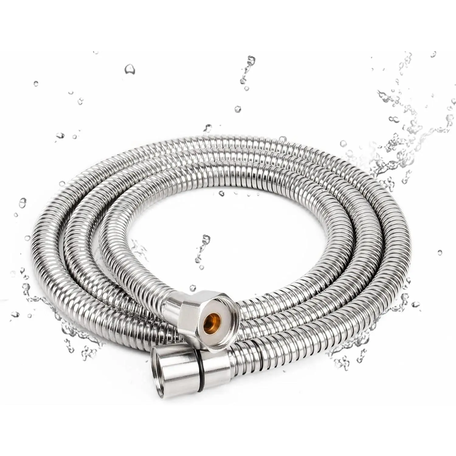 60-Inch Chrome Finish Handheld Shower Attachment with 304 Stainless Steel Extra Long Hose, Brass Connectors, Lightweight & Flexible Design for Bathing, Cleaning