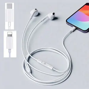 1pc Wired Earbuds, USB-C In-Ear Earplugs, Type-C Audio Headphones, Lightning High-Fidelity Stereo, Noise-Reducing, with Mic and Call Control