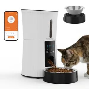 Automatic Cat Feeder, Timed Cat Food Dispenser with APP Control, 10s Voice Recorder, Dual Power Supply, Indoor Programmable Pet Feeder with Desiccant for Small Cats and Dogs