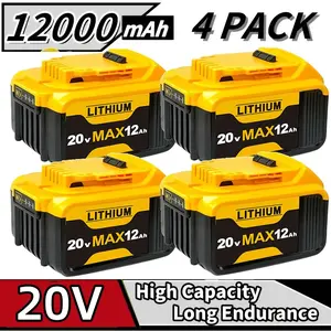 2/4/6/8Pack 20V 12Ah Lithium-lon Battery Replacement for Dewalt-Compact XR Design, High-Capacity Power, Compatiblewith DCB205 DCB200 DCB203 DCB206 DCB208 20-VoltCordless Power Tools, Long-Lasting , Reliable and DurableConstruction dewatlt powertools