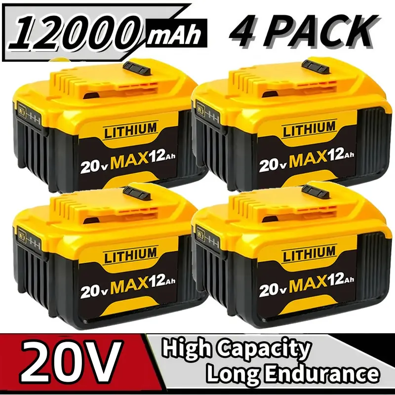 2/4/6/8Pack 20V 12Ah Lithium-lon Battery Replacement for Dewalt-Compact XR Design, High-Capacity Power, Compatiblewith DCB205 DCB200 DCB203 DCB206 DCB208 20-VoltCordless Power Tools, Long-Lasting , Reliable and DurableConstruction dewatlt powertools