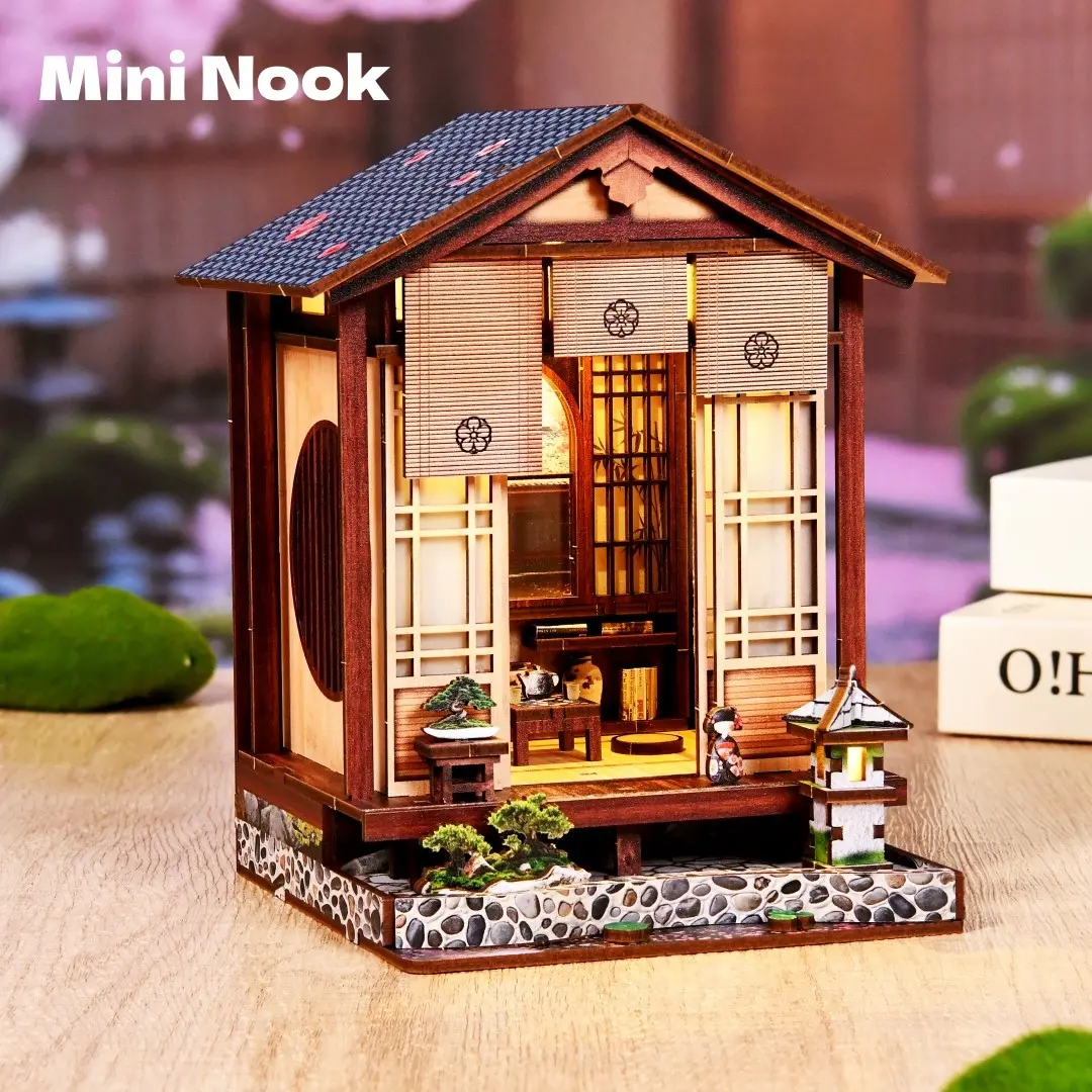 Beginner-Friendly Wooden DIY Book Nook Model Kit for adults Vintage Design, 3D Hand-Assembled Booklet Toy House, Miniature Dollhouse Kit, Birthday Gift country wooden house, Building Set, Complete DIY Set, Wooden Assembly Kit