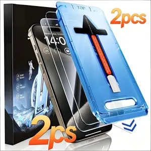 2-Pack Tempered Glass Screen Protector, Auto Dust Removal, Bubble-Free, Compatible with iPhone 17/16/15/14/13/12/11 Series, Anti-Scratch, Anti-Fingerprint