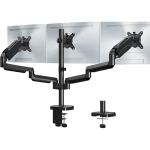 MOUNT PRO Triple Monitor Mount, 3 Monitor Desk Mount for Three Screens up to 32 Inch, Full Motion Gas Spring Heavy Duty Arm Hold up to 19.8Lbs Each, Black