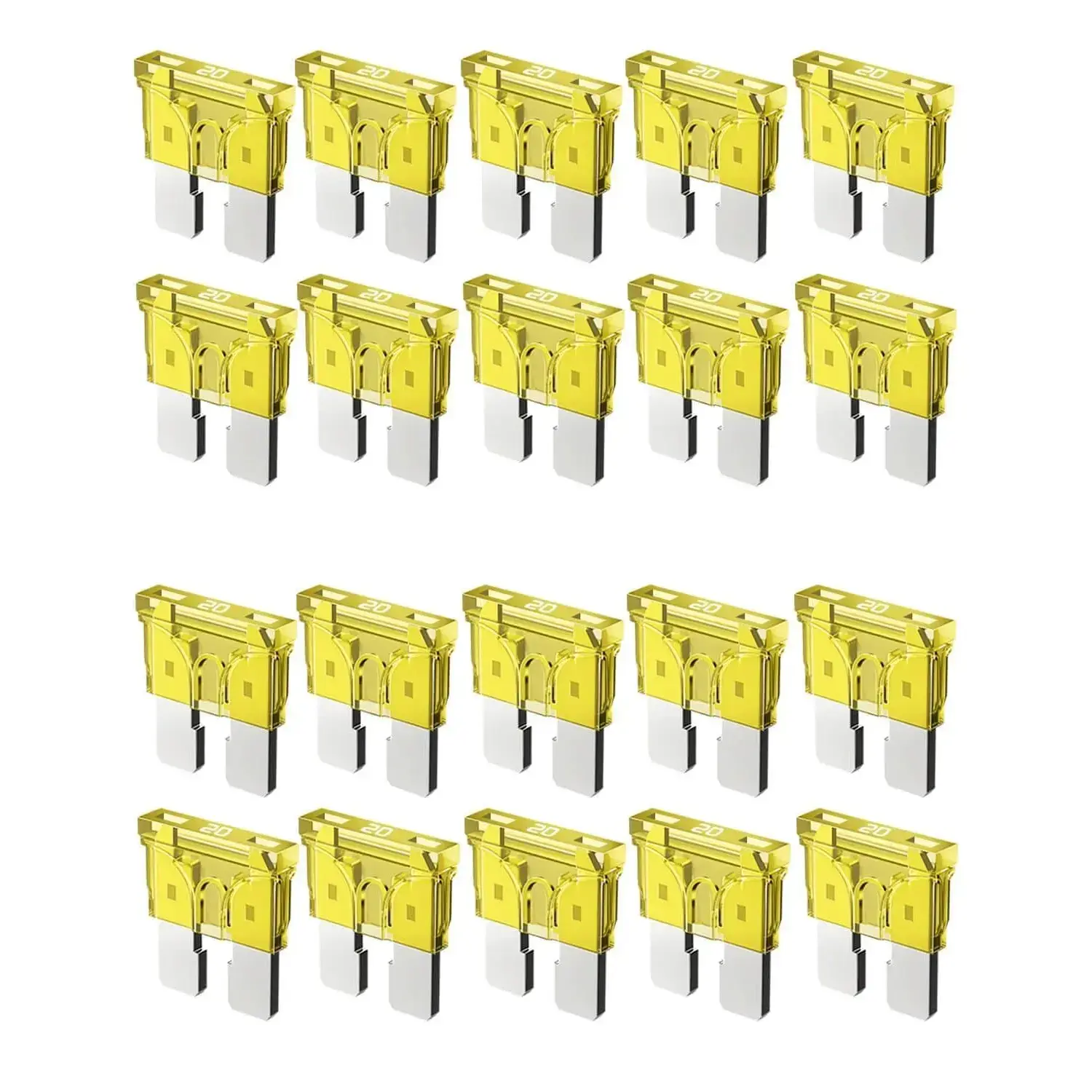 20 Pcs 20A Standard Car Fuses - 20 AMP Automotive Fuses(ATO/APR/ATS), 32V (12/24V) Blade Fuse for RV/Truck/SUV