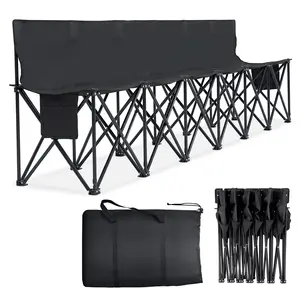 Naudacaa 4/6/9 Seater Folding Soccer Bench Chair Portable Team Sports Sideline Bench for Football Camp Travel Events Outdoor Seating with Storage Bag (Black)