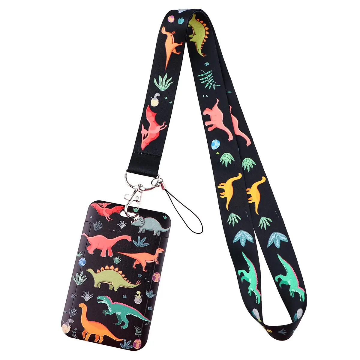 Colorful Dinosaur Pattern Neck Strap Lanyards Keychain Wristlet Strap Women Men Badge Holder USB ID Card Pass Hang Rope Lariat Lanyard for Key Rings Accessories Teachers Students Gifts Wrist Lanyard For Keys