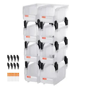 【DealsForYouDays】VEVOR Transparent Plastic Stackable Storage Bins & Boxes, 8-Pack 10.9x5.5x5.1 in Organizers for Desk Organization, Playroom Storage, Bathroom Organization