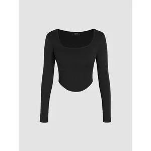 Cider [2 colors, size 2-26] Rib Stitch Solid Crop Top Dealsforyou