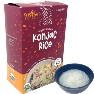 Fusion Select 4 Packs Organic Konjac Noodles - Shirataki Rice Plant-Based Substitute - Healthy Diet Konjac Rice - Rich in Fiber - Vegan, Keto, Paleo-Friendly, Zero Gluten, Low-Carb & Low-Calorie