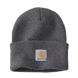 Carhartt Unisex Coal Heather Icon Essential Beanie - 100% Acrylic Rib Knit Hat, Fold-Up Cuff, Carhartt Patch Detail, Durable Casual Cuffed Accessory, Beanies