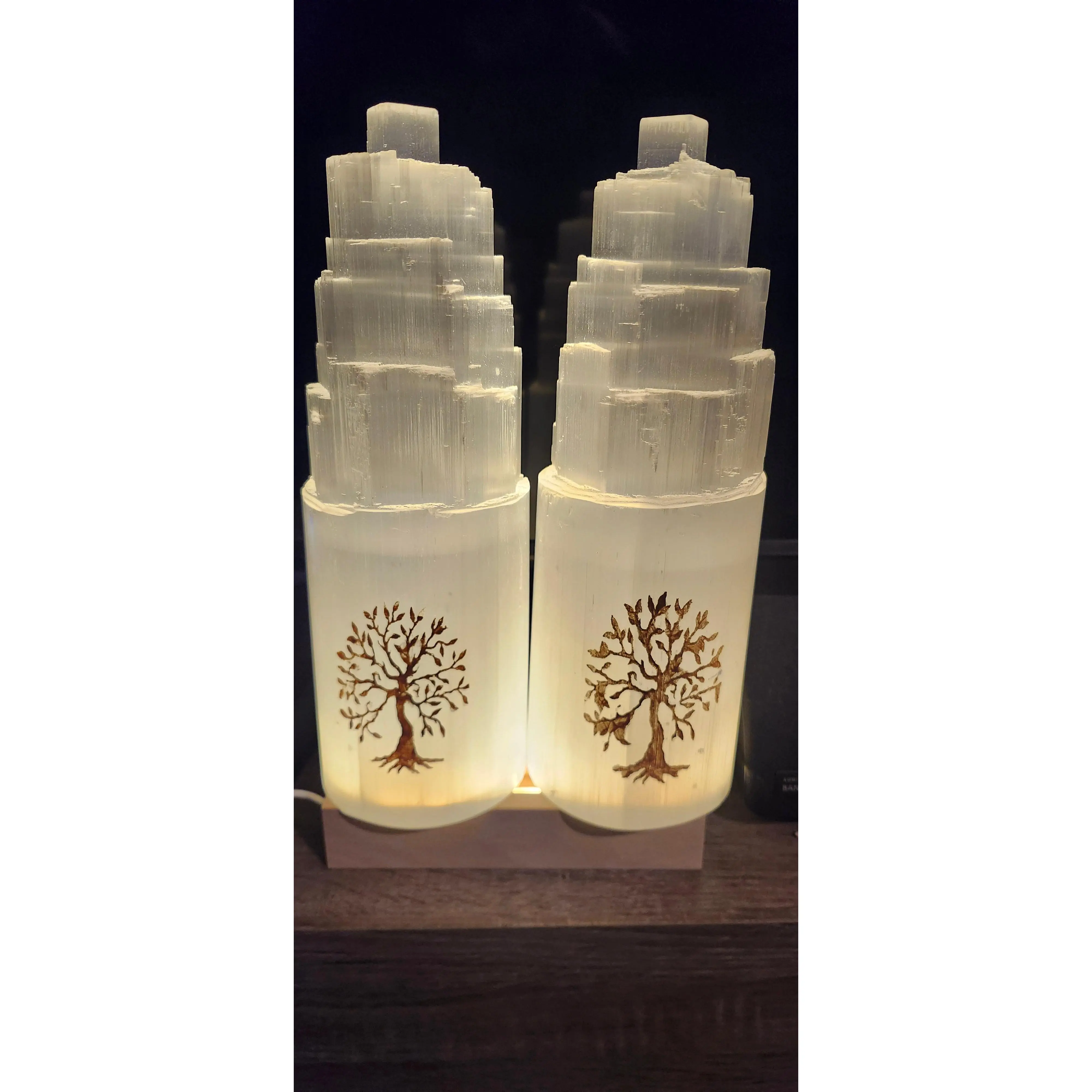 Tree of life selenite lamp! 10 inches tall, 3.5 wide, 4 pounds! With led base