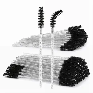 50pcs Disposable Multi-functional Eyelash Comb Makeup Brush Double Spiral Eyebrow Brush for False Eyelashes Grafting Application Beauty Tool