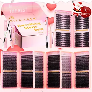 Wispy Curling Individual False Eyelash with Lash & Remover & Tweezers & Brush, 1 Set Natural Self Grafting Segmented Eyelash Kit, Diy Eyelashes Extension Kit, Eyelash Clusters, Eyelash Extensions, Makeup Products, Makeup Set, High Quality Eyelashes