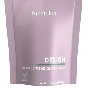 Nutriplus Delish Instant Coffee & Chicory Blend 100g - Healthy Blend with Digestive Benefits & Nut Notes - Vegan & Natural Ingredients - 3.53 oz