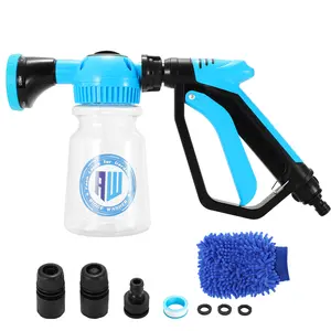 【2026 Upgrade】RIDGE WASHER 6 in 1 Car Wash Foam Spray Lance with Microfiber Wash Mit,with Adjustable Water Pressure & Soap Ratio Dial,Attaches to Any Garden Hose,No Need Pressure Washer