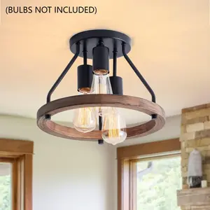 Farmhouse Style Pendant Light, Industrial Embedded Lamp, E26/E27 Base, Warm Environment Lighting, Suitable for Hallway, Bedroom, Kitchen Decor  E26/E27 * 3 bulbs (not included)