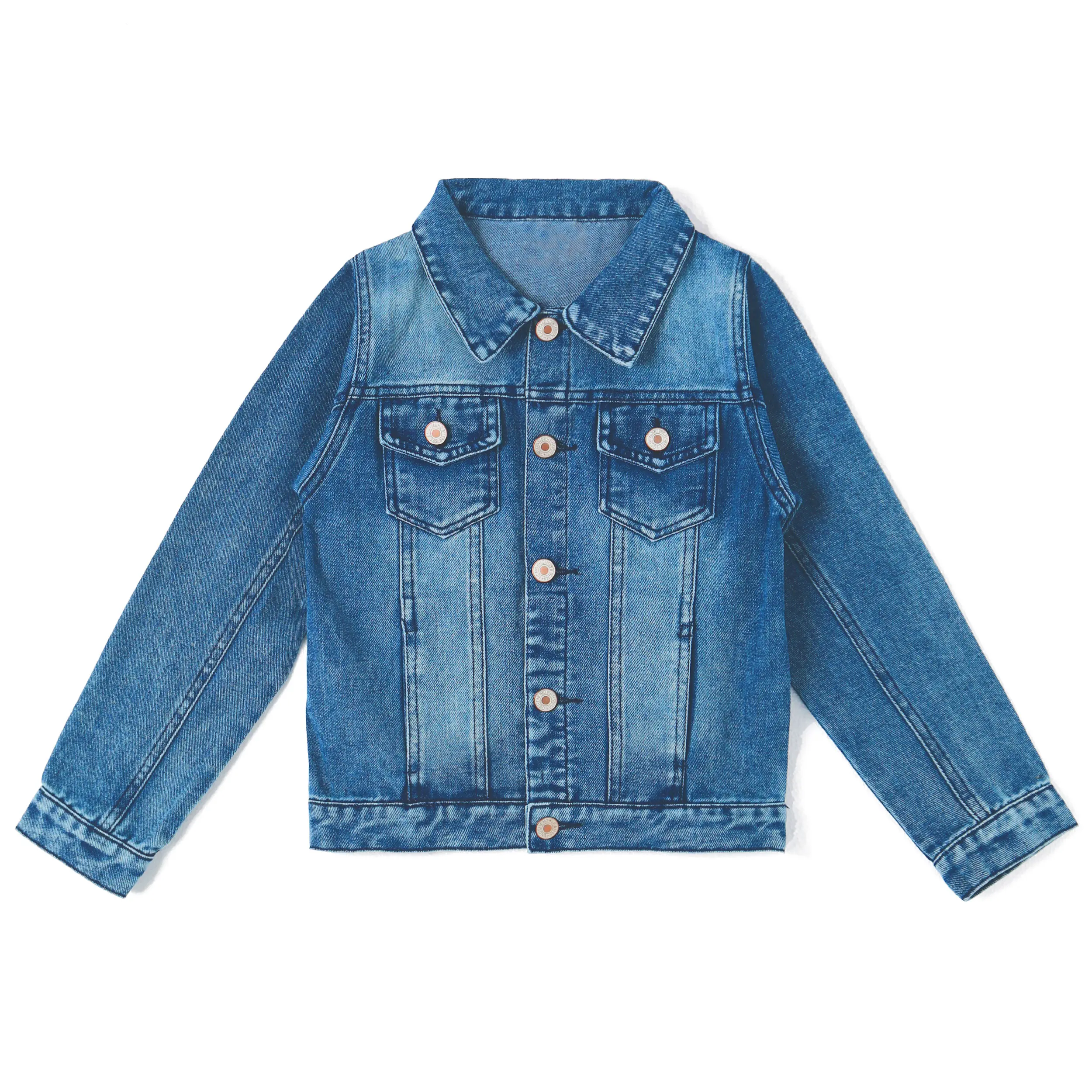 Kidscool Space Unisex Kids' Stone Washed Soft Denim Jacket - Cute Button-Up Long Sleeve Outerwear with Slight Stretch, Top Length 14.5-18.9 in, Toddler Boys' Clothes, Sizes 3-10T, Cute Jacket