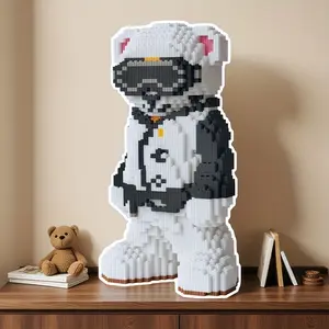 3000pcs Kung Fu Panda Bear 3D Puzzle Building Blocks Creative Decoration, Birthday Halloween Valentine Christmas Holiday Gift DIY Craft Decor Building Block Model