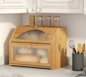 Bread Box,   Bread Box for Kitchen Counter, Double-layer Bread Storage Bin,  glass with  Patterns (, Large)