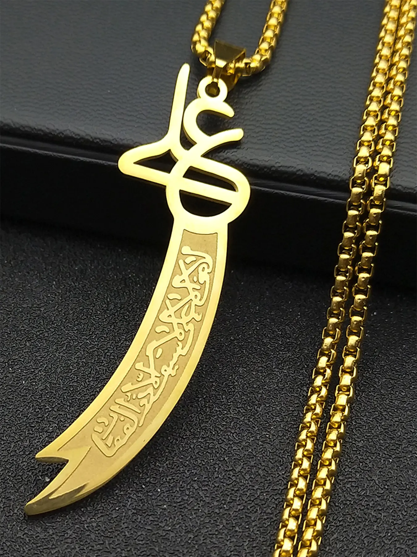 Imam Ali Zulfiqar Sword Necklace for Men Women Stainless Steel Islamic Muslim Knife Chain collar hombre