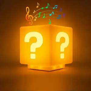 Question Block Lamp with Sound Effects USB Powered LED Night Light for Gaming Room Decor Birthday Gifts for Gamers Classic Pixel Art Design