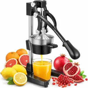 Cast Iron Hand Press Heavy Duty Juicer, Peel-Free Juicing, Professional Lemon Orange Pomegranate Squeezer, Effortless Stable Easy Clean for Home Bar Commercial Use