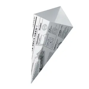 212 MAIN 14.5oz Sturdy Newspaper Print Paper Cones, Disposable, Recyclable, 1000 Pcs for Takeout Use