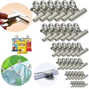 6Pcs Bulldog Clips Chip Clips Food Clip Stainless Steel Multi-functional Metal Clamp Binder Paper Clips For Kitchen Home Office